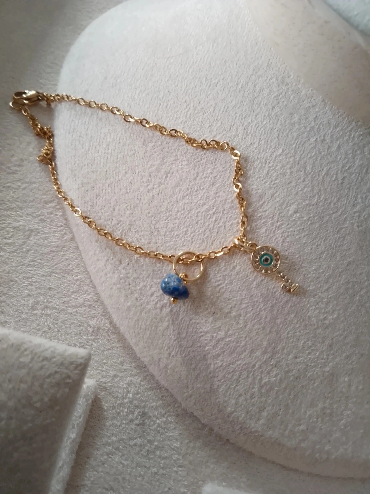 Chaîne de cheville pierre de sodalite et clé – photo 2